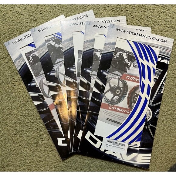 5 New Packs - Stickman Vinyls Vector Blue Rim Rapid Stripe Honda Motorcycle Misp - Picture 1 of 3